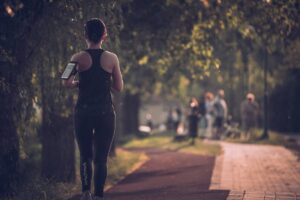 Early evening image of woman jogging